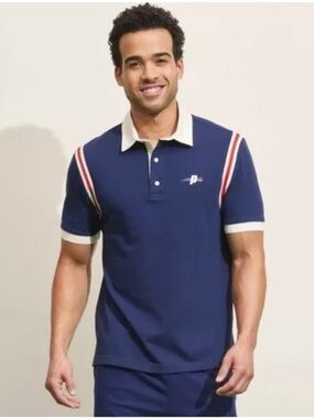 Prince Pickleball Navy Polo Shirt Men’s L Red White Stripe